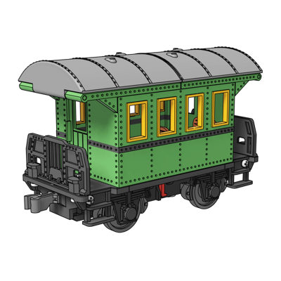 Stalowy wagon osobowy retro do druku 3D