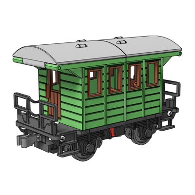 3D-printed Passenger retro wooden wagon